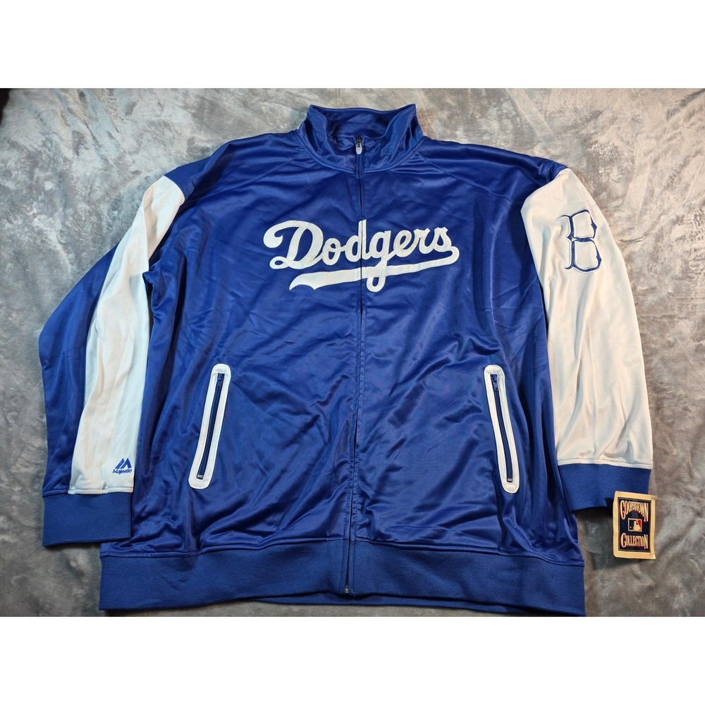Brooklyn Dodgers Majestic Cooperstown Track Jacket Mens 4XT Full‎ Zip NWT w/Flaw